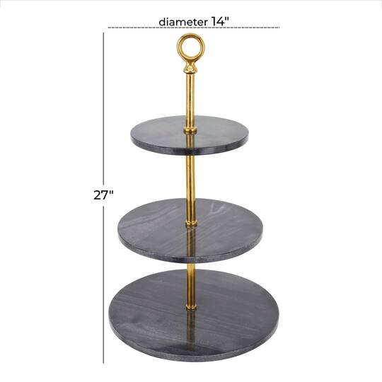 Gray Marble Natural Tiered Server, 27" x 14" x 14"